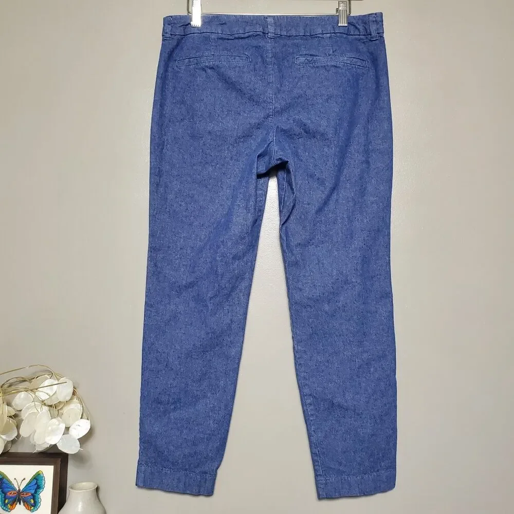 Old Navy Pixie Pants Size 10 Blue Cotton Linen Mid Rise Ankle Stretch 2017